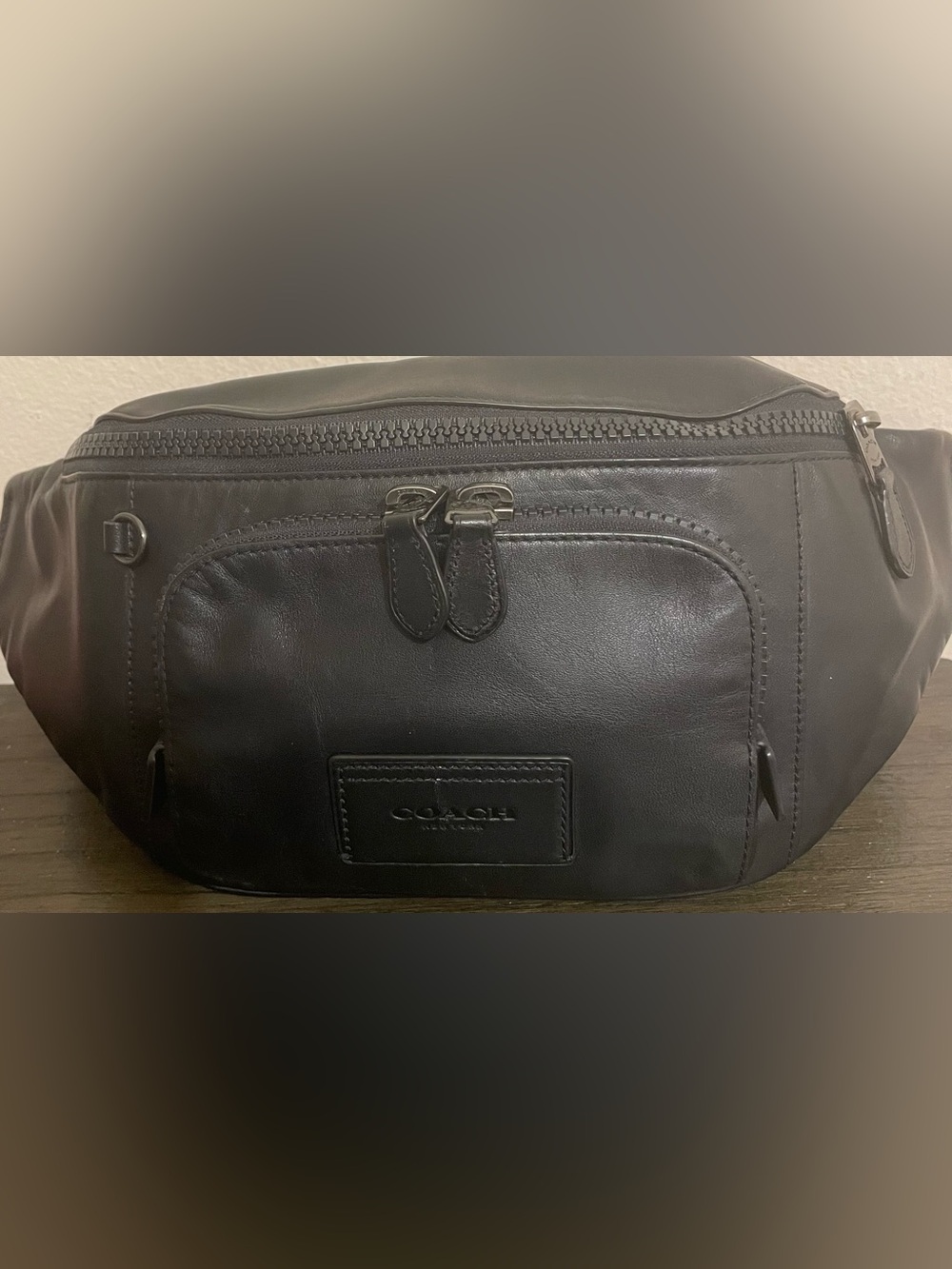 Coach Black Leather Unisex Belt Bag